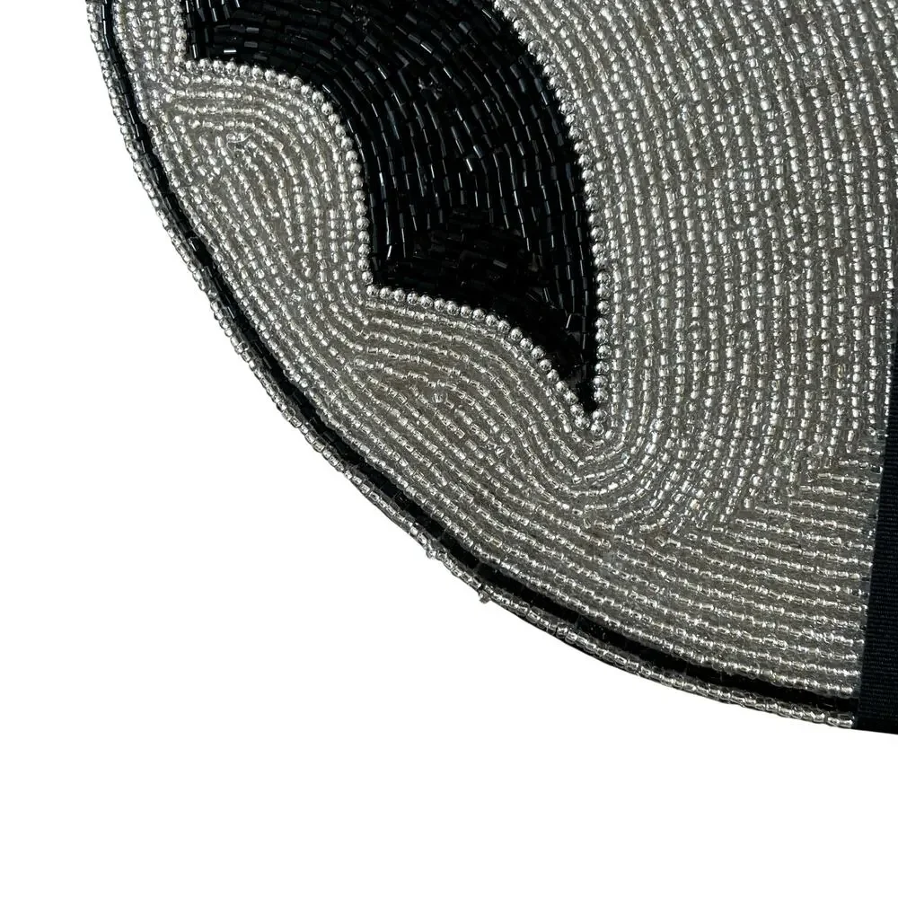 2pc Rachel Zoe Halloween Bat Border Placemat Charger 15in Black & Silver NEW